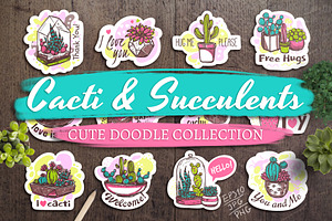 Cacti and Succulents Cute Doodle