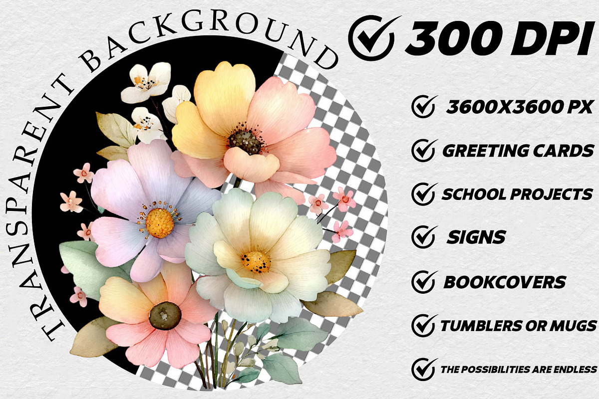 Watercolor Pastel Floral Clipart, an Illustration by DreamCafeArt (Photo 2 of 6)