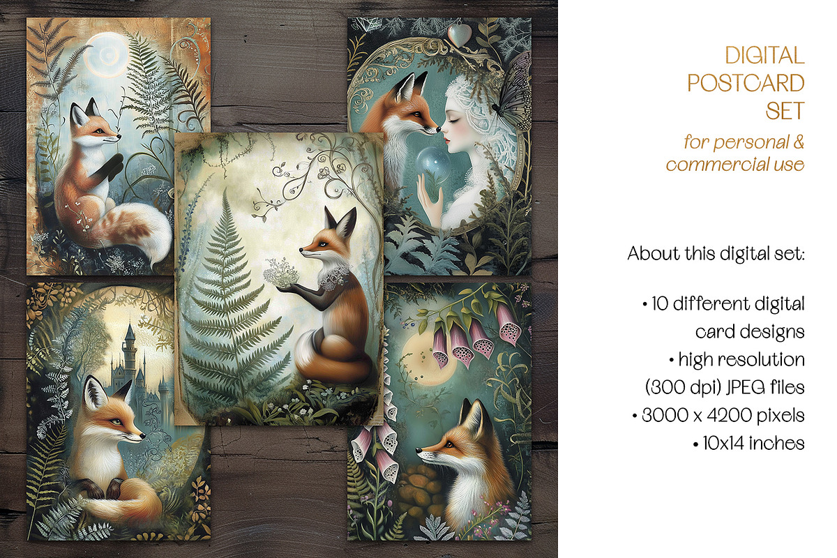 Fox & Fern Postcard Illustration Set, an Animal Illustration by The Dutch Lady Designs (Photo 7 of 8)