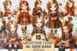 Fall Gnome Clipart Bundle, a Seasonal Illustration by Rose Art