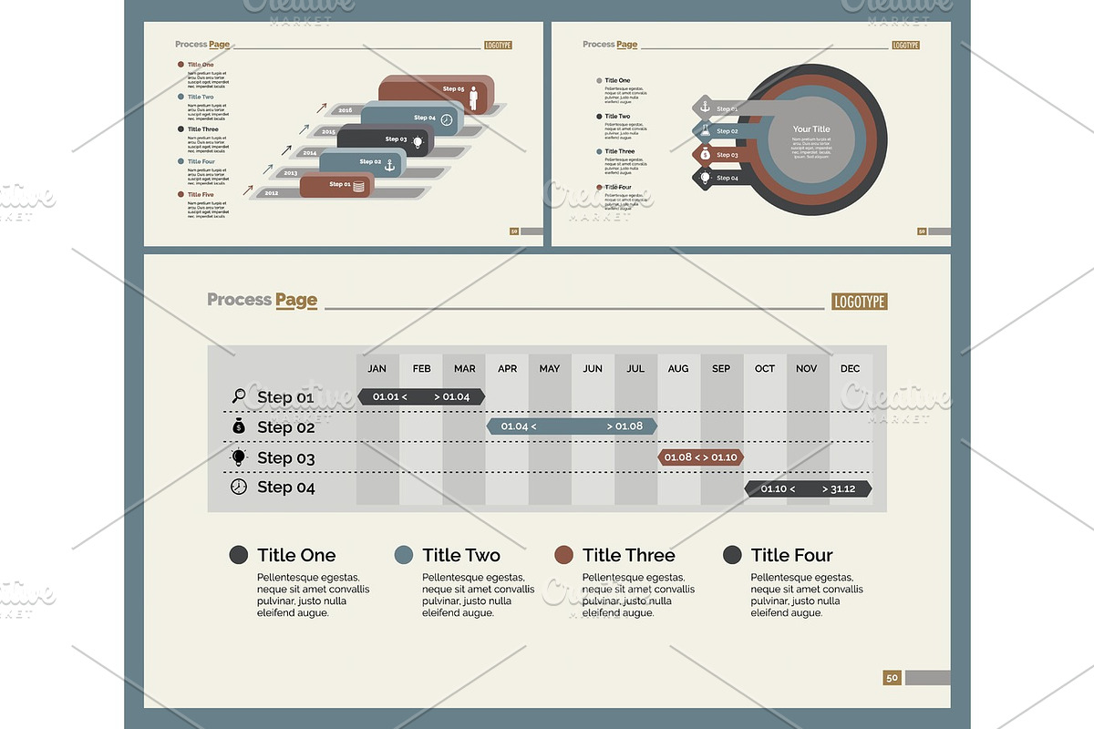 Three Planning Slide Templates Set, a Work Illustration by SurfsUpVector
