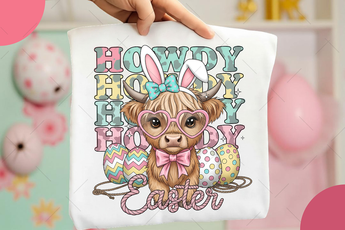 Howdy Easter, Easter Highland Cow PN, an Illustration by OK Design (Photo 2 of 6)