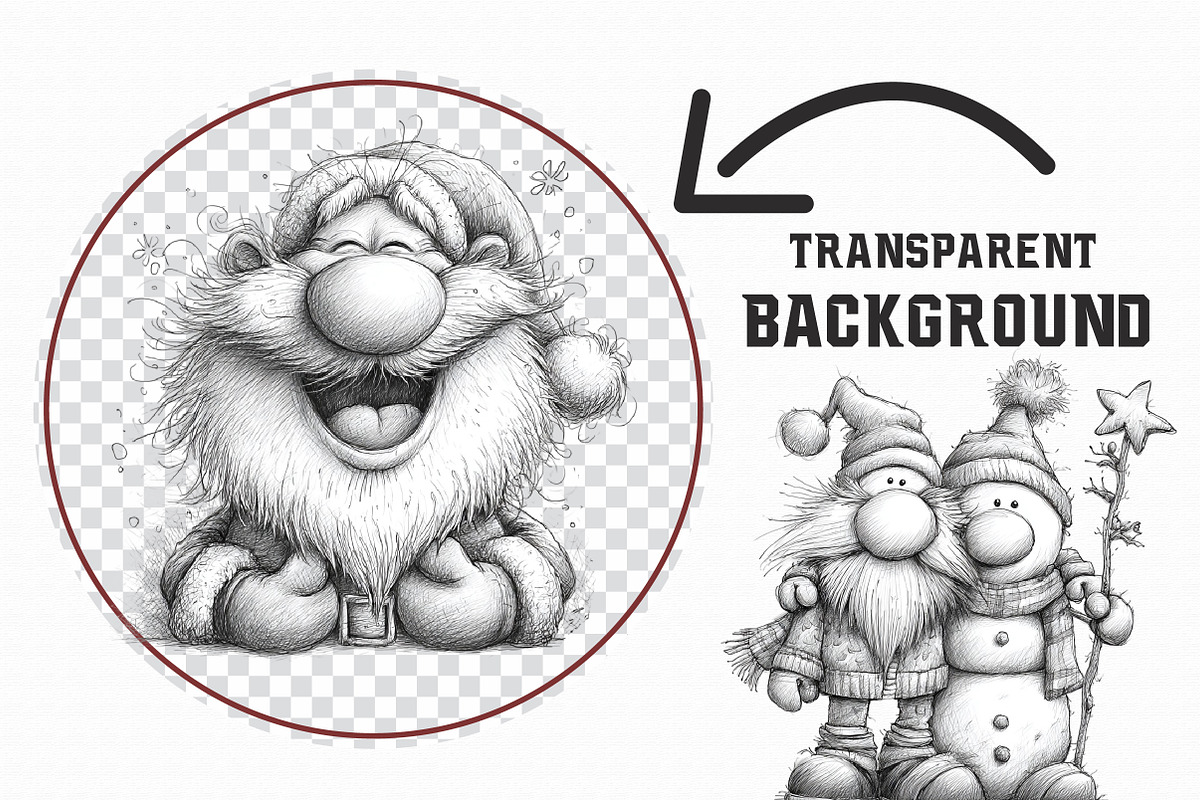 Santa Sketch,Christmas Clipart, an Illustration by Libby Wishes (Photo 5 of 9)
