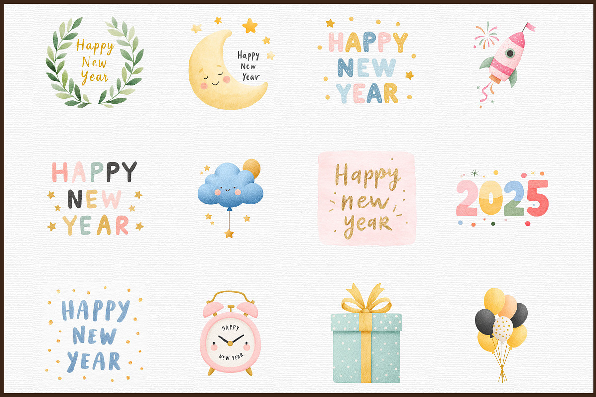 Happy New Year Clipart, an Illustration by Sublimation Artist (Photo 3 of 6)