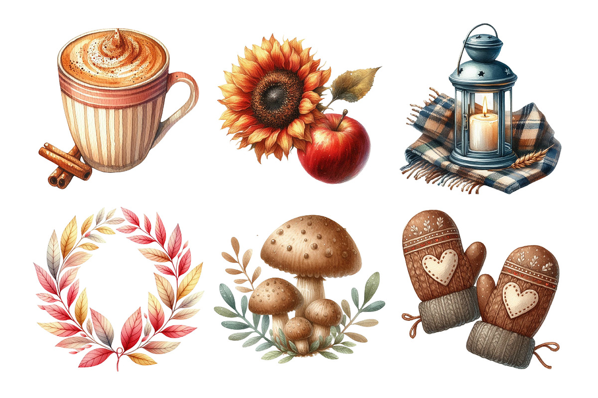 Watercolor Autumn Clipart, an Illustration by Daily.Designs (Photo 3 of 5)