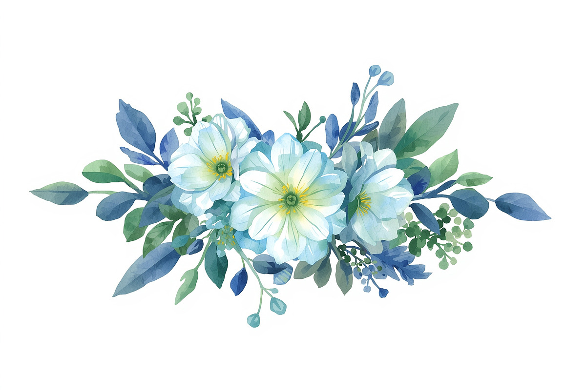Cool Blue Watercolor Florals, an Illustration by Creativeshirt (Photo 10 of 11)