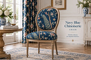 Navy Blue Chinoiserie Wall Mural, a Wallpaper Graphic by by creative paper (Thumbnail 15 of 20)