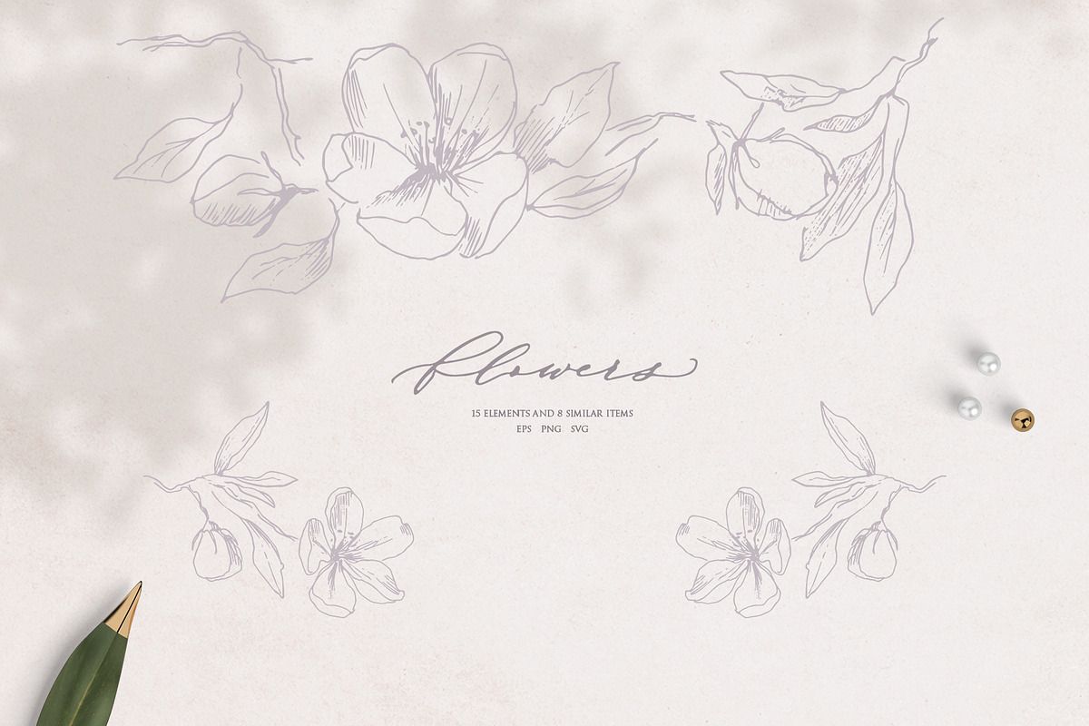Wedding frame and floral monogram, an Illustration by Summer Nightingale Art (Photo 1 of 10)