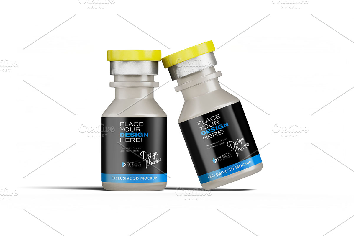 Ebola Vaccine Bottle 3D PSD Set, a Packaging Mockup by artBit Design Studio (Photo 4 of 6)