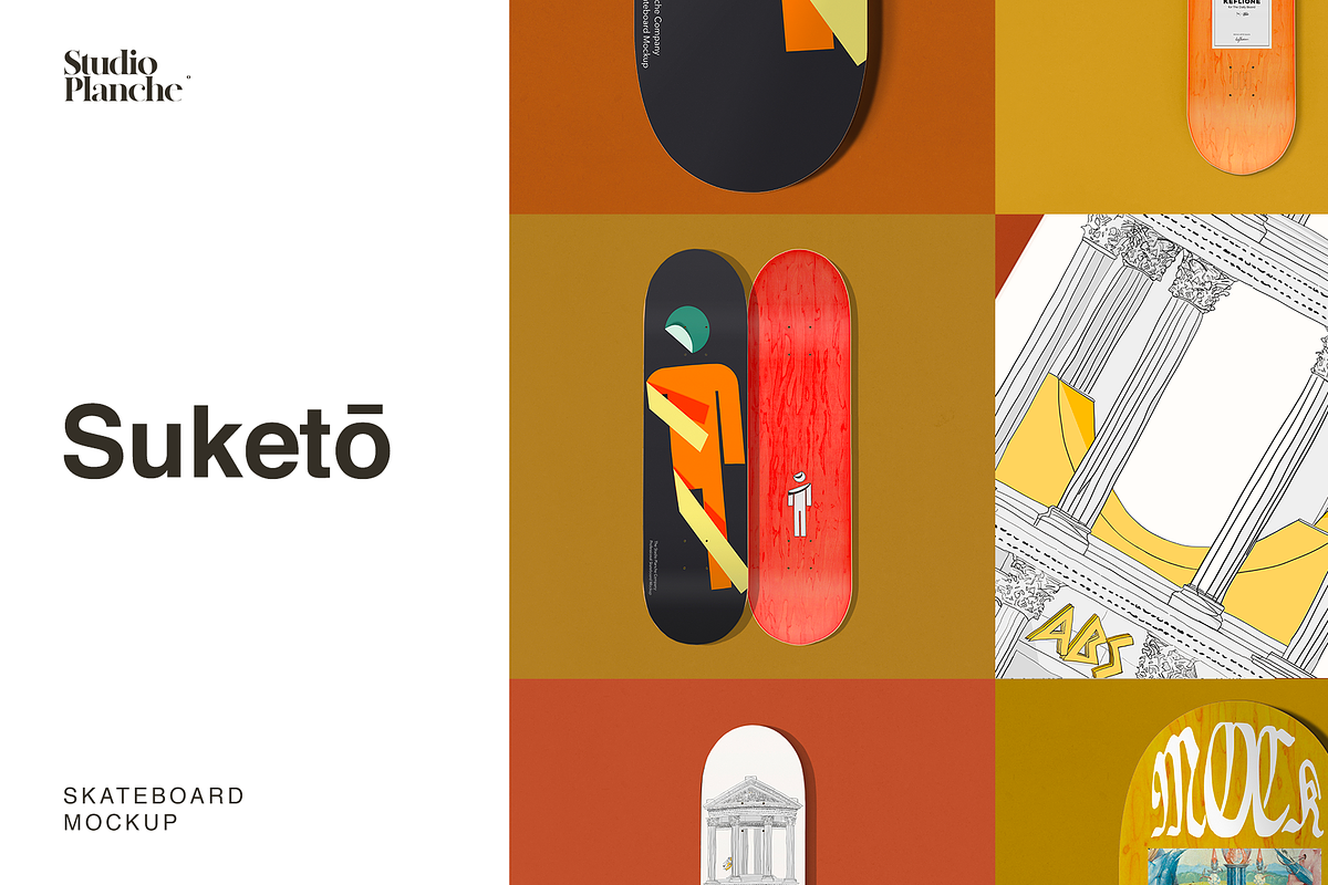 Skateboard Mockup — Suketo, a Product Mockup by Studio Planche (Photo 1 of 8)