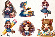 Whimsical School Girl Clipart PNG, an Illustration by DreamCafeArt (Thumbnail 2 of 5)