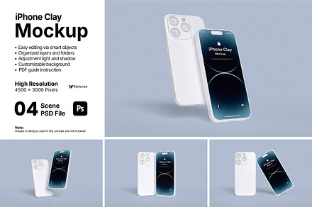 iPhone Clay Mockup Bundle Set