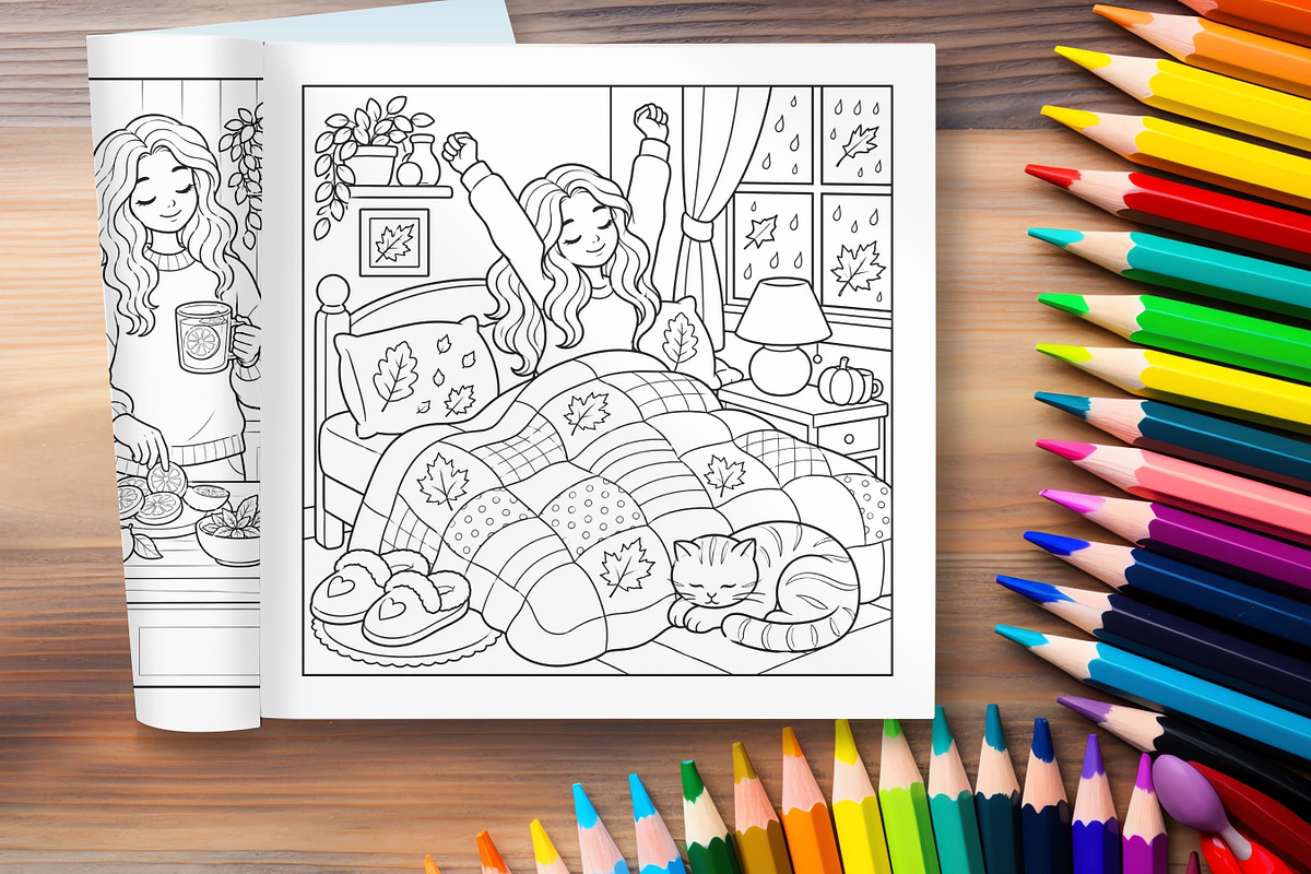 Cozy Fall Coloring Pages Bundle, a Brochure Template by LA Design (Photo 10 of 10)