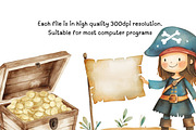 Cute Pirate Clipart Bundle, an Illustration by PassionPNGcreation (Thumbnail 7 of 12)