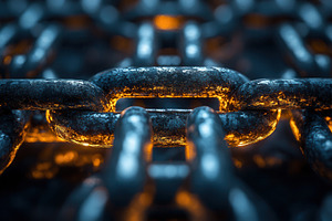 Close-up view of a metallic chain re, a Photo by Tanuart