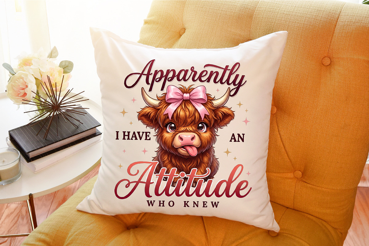 Funny Highland Cow Attitude PNG, a Work Illustration by Sublimation Artist (Photo 9 of 9)