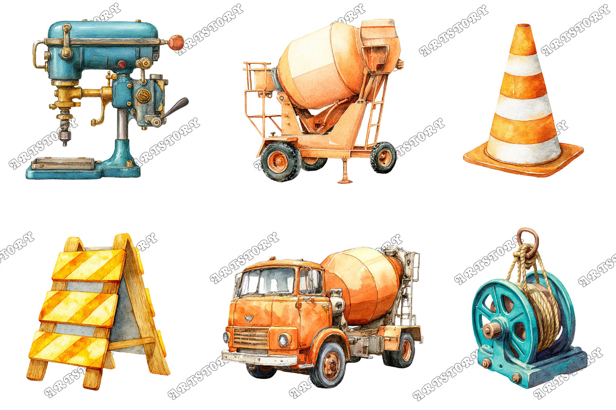 Cute Construction Watercolor Clipart, a Graphic by designcity5 (Photo 2 of 5)