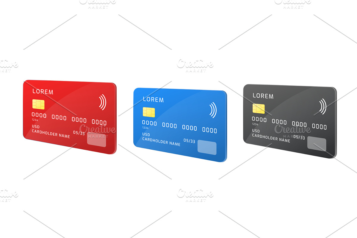 Realistic credit cards. Debit bank, a Finance Illustration by Stock-Smart-Start