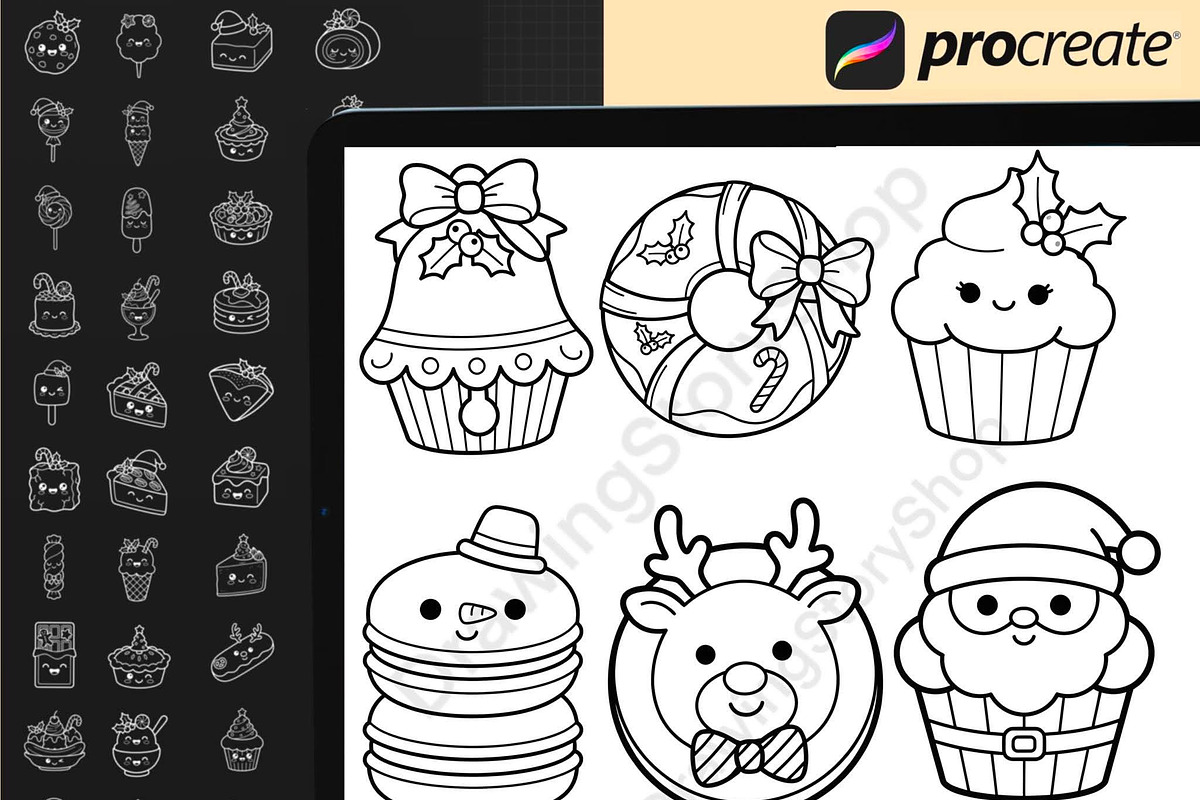 150Christmas Dessert Procreate Stamp, a Brush Add-On by DrawingStoryShop (Photo 3 of 6)
