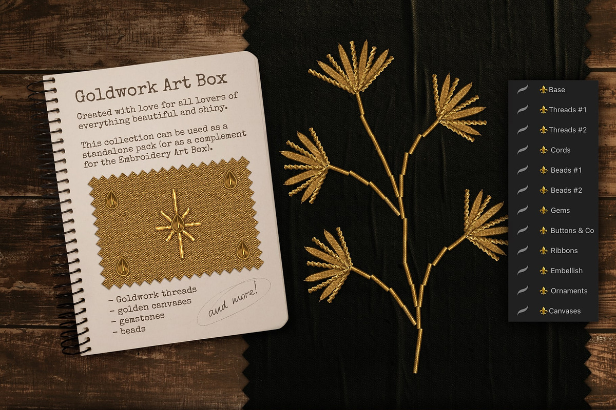 Goldwork Art Box For Procreate, a Brush Add-On by bokettori (Photo 3 of 18)