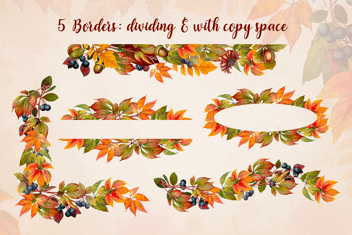 Fall Vibes watercolor floral clipart, an Illustration by Nadya Saen Art (Photo 6 of 15)