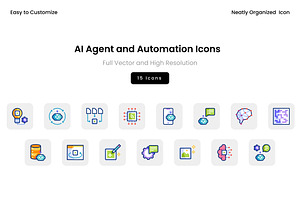 AI Agent and Automation Icons, a Solid Icon by Wencory