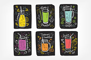 Smoothie drinks set + backgrounds, a Food Illustration by Good Studio (Thumbnail 2 of 25)