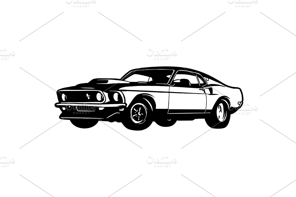 1969 Ford Mustang Boss 429 Classic, an Object Illustration by Digital-Clipart