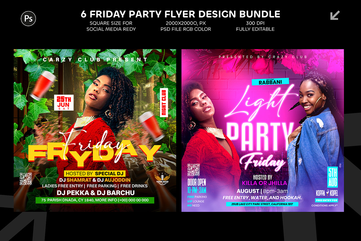 6 Friday Party Flyer Design Bundle, a Graphic by Shajib Shikder (Photo 3 of 4)