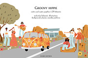 groovy hippie clipart, retro 70s set, a Person Illustration by LyubovZaytseva (Thumbnail 1 of 23)