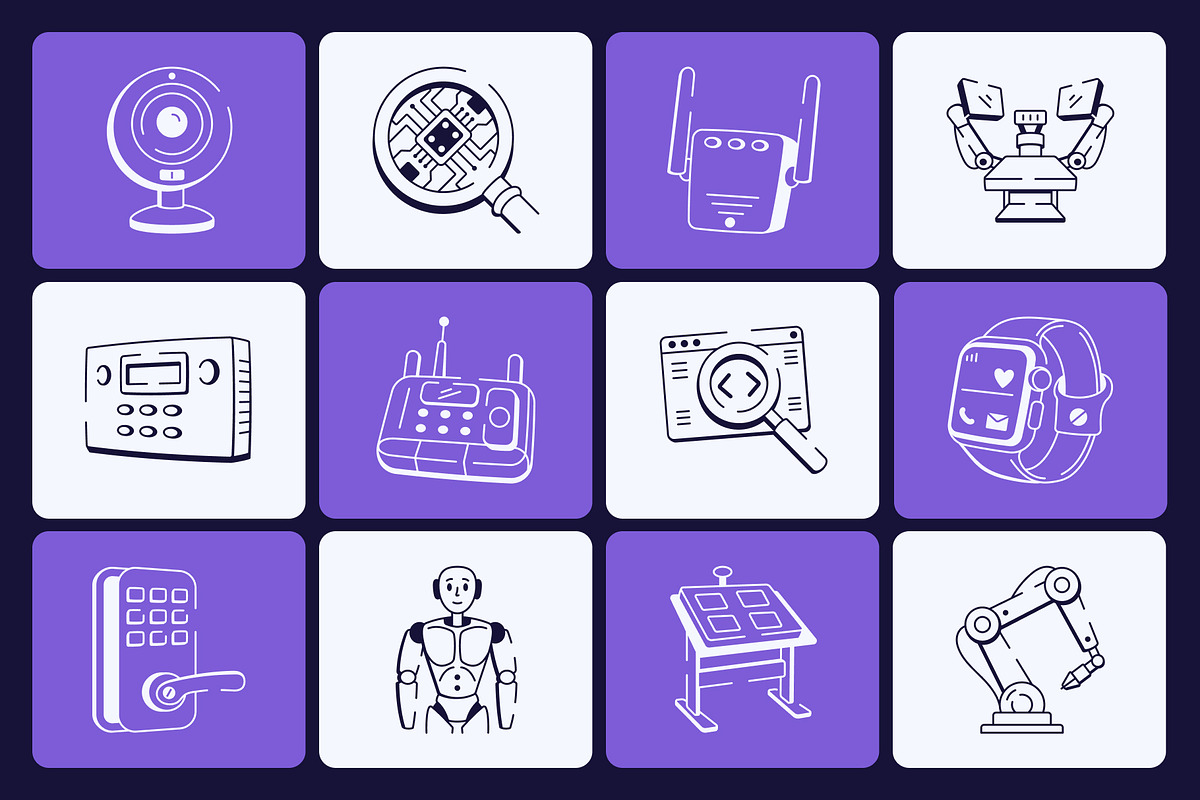 Technology Doodle Icon Set