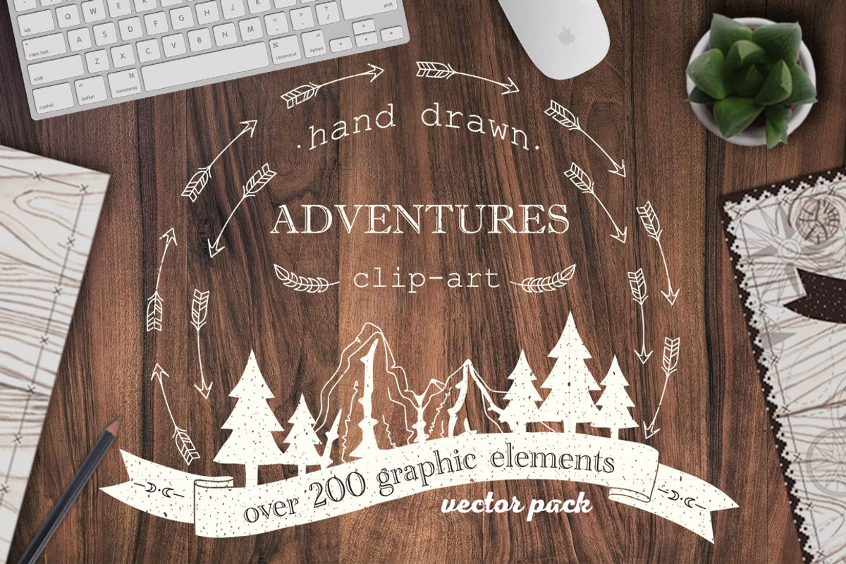 Hand drawn adventures clip-art, a Texture Illustration by Jukari_sun (Photo 1 of 5)