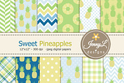 Pineapple Digital Papers, a Pattern Graphic by JennyL Designs (Thumbnail 1 of 4)