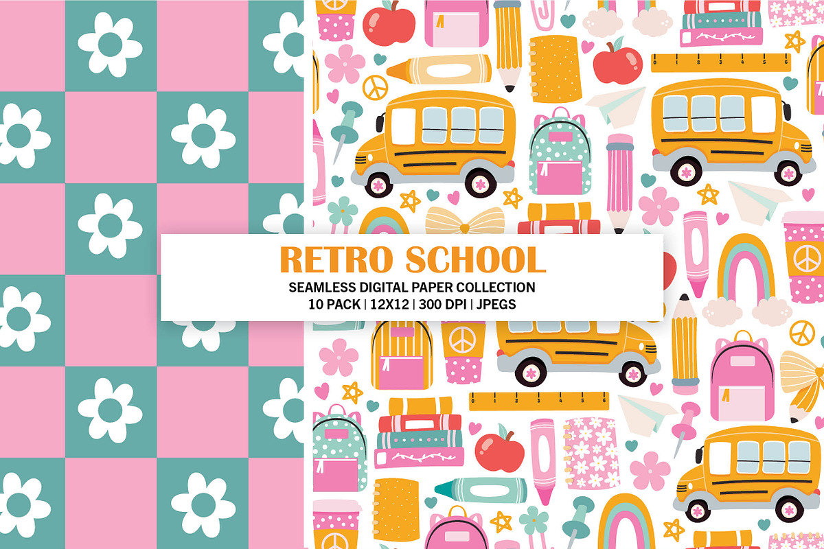 Retro School Seamless Patterns, a Pattern Graphic by Alanna Messina Design Co (Photo 2 of 9)