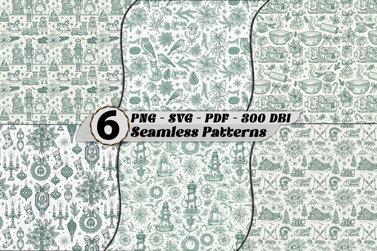 Vintage Christmas Engraving Patterns, a Pattern Graphic by one-touch (Photo 1 of 17)