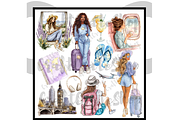 Watercolor Traveler Clipart, an Illustration by CraftCrateShop (Thumbnail 3 of 7)