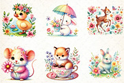 Watercolor Spring Animals Clipart, an Illustration by DreamCafeArt (Thumbnail 3 of 6)
