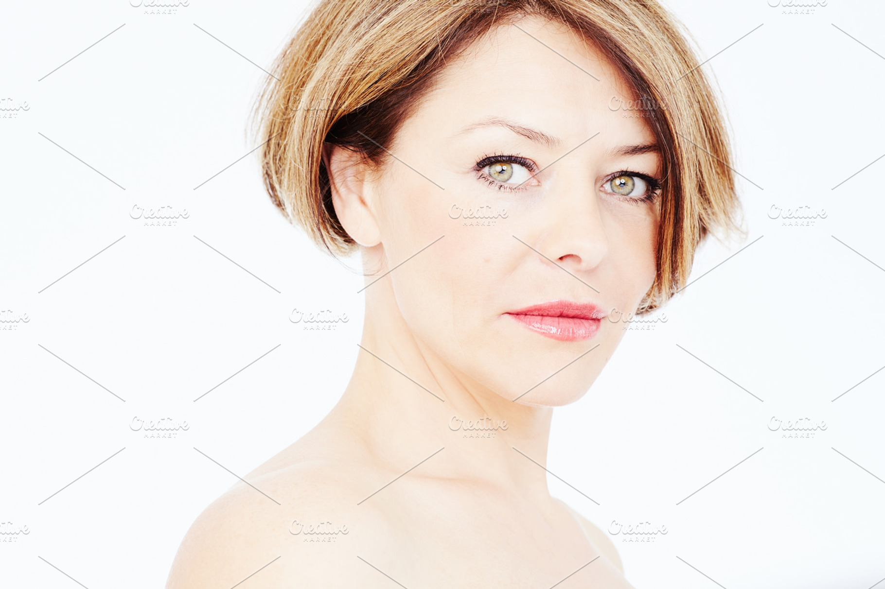 Mature woman face featuring 40s, anti-aging, and attractive, a Beauty & Fashion Photo by Sergey Furtaev