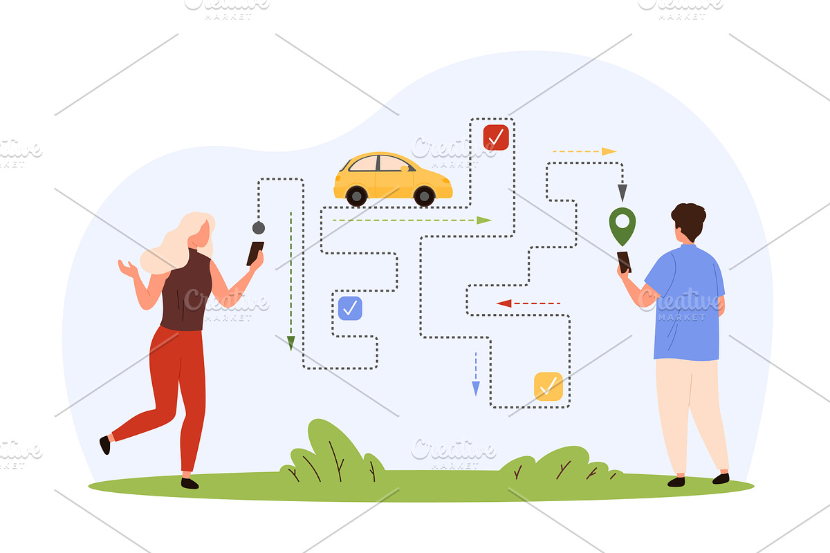 GPS navigation mobile app for car, an Object Illustration by Flashvector