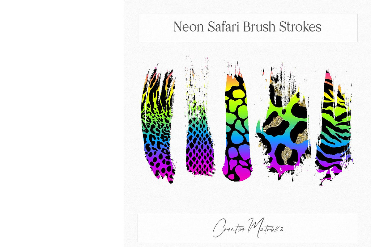 Neon Safari Brush Strokes Clipart, an Animal Illustration by Creative Matrix82 (Photo 3 of 5)
