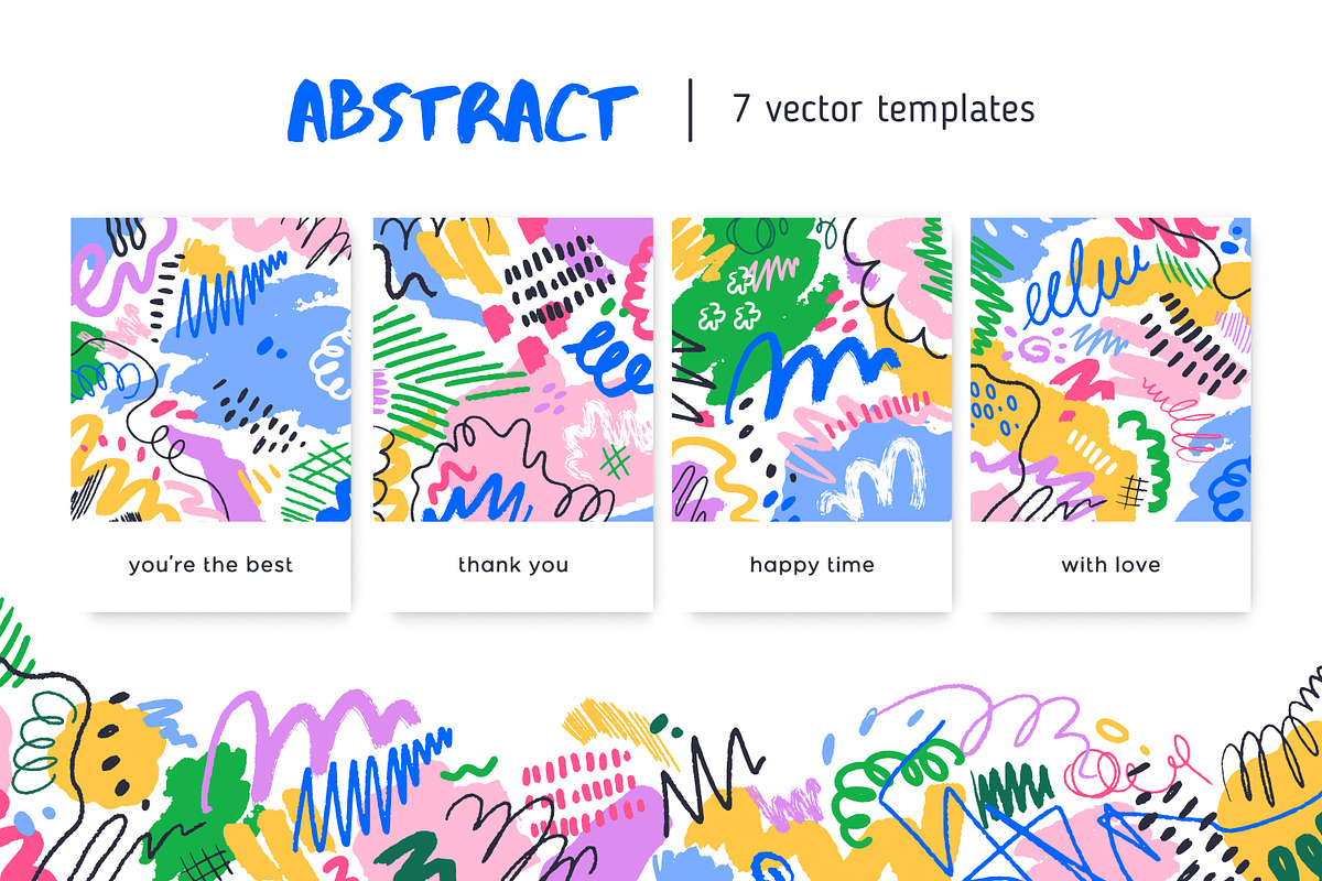 Abstract doodle card backgrounds set, a Background Graphic by Good Studio (Photo 1 of 8)