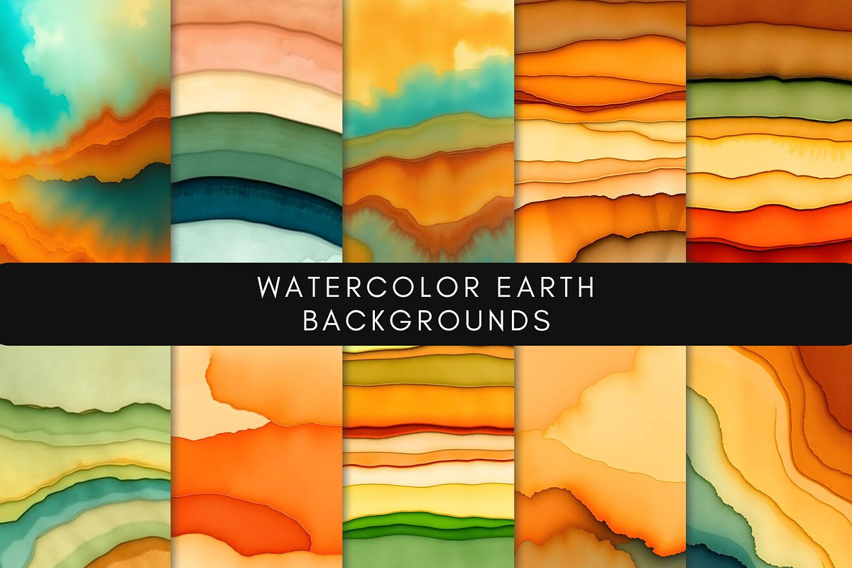 50 Watercolor Earth's Desert Layers, a Background Graphic by UniqueMe (Photo 5 of 14)