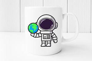 Cute Astronaut Planet Cartoon