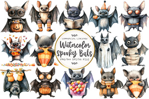 Halloween Quirky Funny Bats Clipart, an Illustration by OK Design