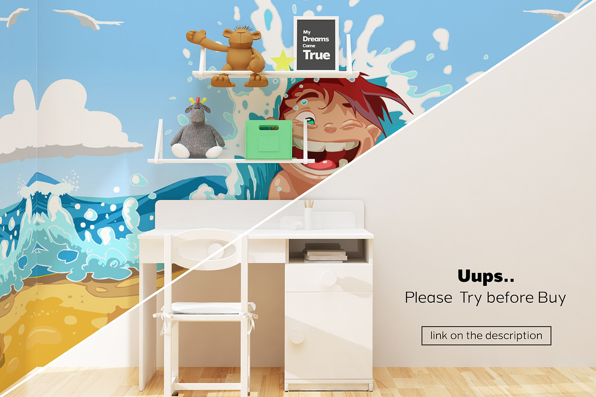 KID'S Bedroom Set Interior Mockups, a Books & Magazine Mockup by Kongkow (Photo 9 of 9)