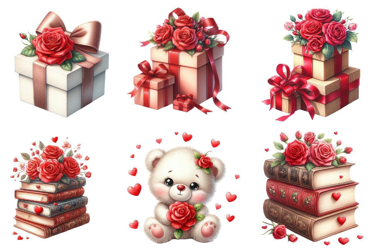 Valentine Rose Sublimation Clipart, an Illustration by Designworld (Photo 4 of 5)