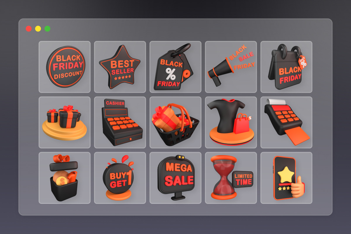 Black Friday Shopping Essentials 3D, an Object Illustration by twinstd (Photo 6 of 7)