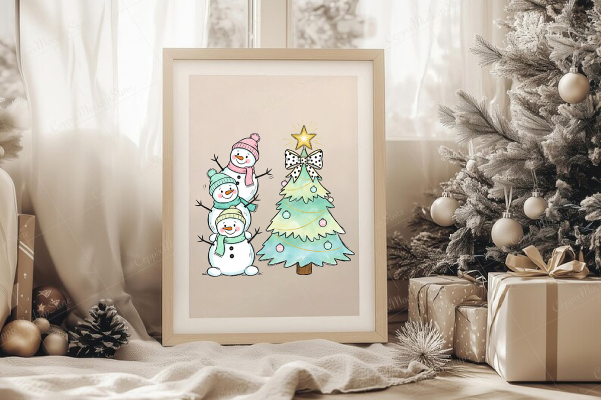 Coquette Christmas Snowman PNG, an Illustration by Libby Wishes (Photo 3 of 8)