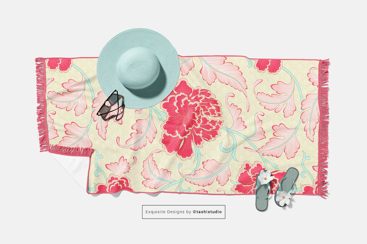 Meili Oriental Peony Pattern & Motif, a Pattern Graphic by Pink Linen (Photo 10 of 12)