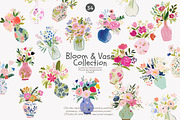 watercolor floral vase clipart set, a Decorative Illustration by Patishop Art (Thumbnail 1 of 7)